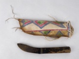 Plains Indian Painted Parfleche Knife Scabbard