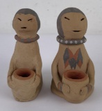 Pair of Acoma Indian Pottery Women Figurines