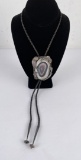 Navajo Sterling Silver Banded Agate Bolo Tie