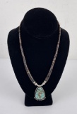 Navajo Turquoise Sterling Silver Heishi Necklace