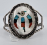 Zuni Inlaid Sterling Silver Bracelet