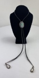 Zuni Inlaid Sterling Silver Bolo Tie