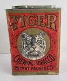 Paper Label Tiger Tobacco Store Counter Tin