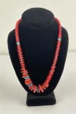 Navajo Indian Made Coral Disc Necklace