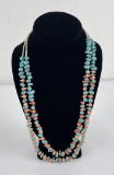 Navajo Indian Made Turquoise Coral Necklace