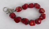 Navajo Indian Made Red Coral Bracelet