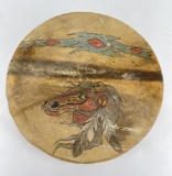 Nez Perce Indian Painted Rawhide Drum