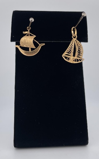 18k Gold Necklace Sailboat Pendants