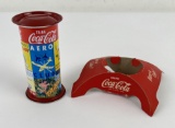 Coca Cola Tin Bank and Bottle Stand