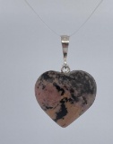 Rhodochrosite Heart Sterling Silver Pendant