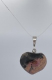 Sterling Rhodochrosite Heart Necklace Pendant