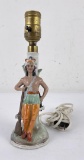 Antique Bisque Indian Warrior Lamp