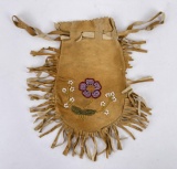 Antique Cree Indian Beaded Pouch Bag