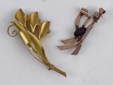 Pair of Sterling Silver Brooches Pins