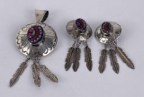 Navajo Sterling Silver Earrings Necklace Pendant