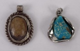 Pair of Navajo Necklace Pendants Turquoise