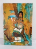 Native American Indian Painting Oil on Board