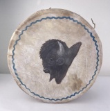 Painting Native American Indian Buffalo Drum