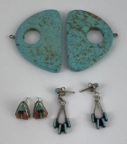 Navajo Zuni Turquoise Inlaid Earrings