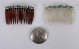 Navajo Sterling Silver Turquoise Hair Combs