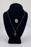 Sterling Silver Cross Necklace Rainbow Brooch