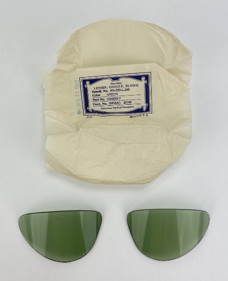WW2 Set of AN6530 Green Glass Goggle Lenses