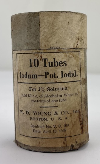 WW1 1918 Medical Tubes of Iodum