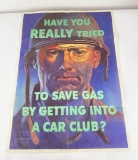 WW2 Save Gas Car Club Harold Schmidt Poster