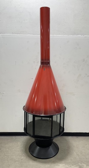 Mid Century Red Porcelain Malm Carousel Fireplace
