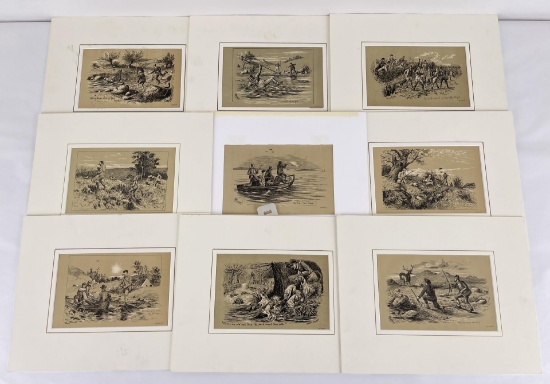 Collection of Antique Hunting Fishing Prints