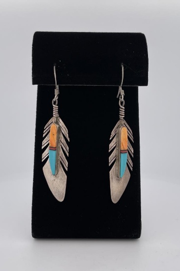 Zuni Sterling Silver Oyster Turquoise Earrings