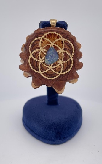 Custom Made Blue Opal Necklace Pendant