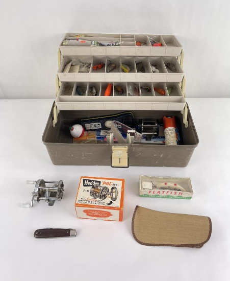 Vintage Fishing Tackle Box and Contents