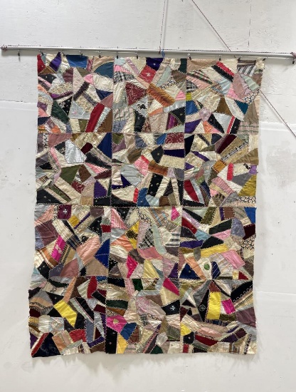 Antique Folk Art Crazy Quilt Top