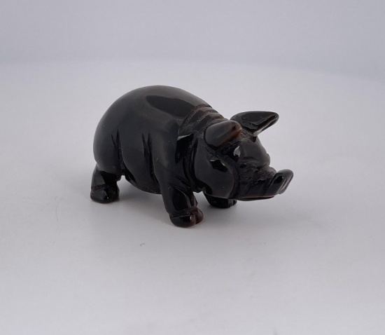Zuni Indian Carved Tigers Eye Pig Fetish