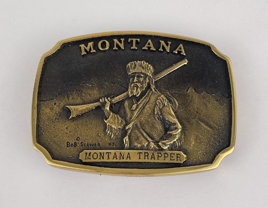 Bob Scriver Montana Trapper Belt Buckle