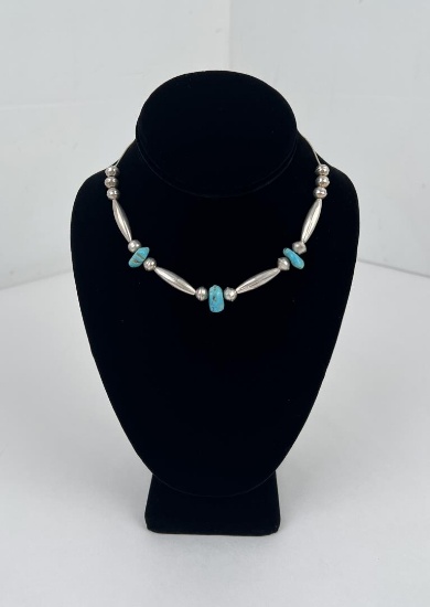 Navajo Sterling Silver Bench Bead Necklace