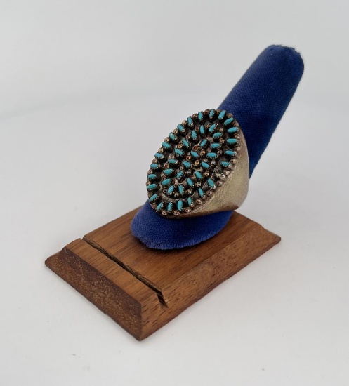 Zuni Petit Point Turquoise Sterling Ring