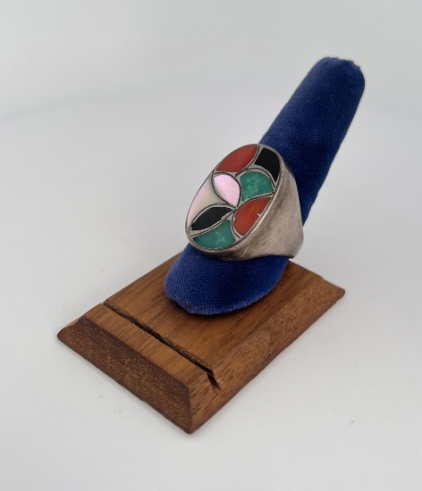 Zuni Sterling Silver Inlaid Ring