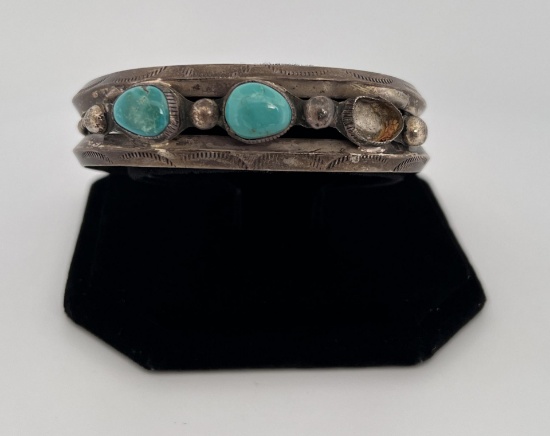 Navajo Sterling Silver Turquoise Bracelet