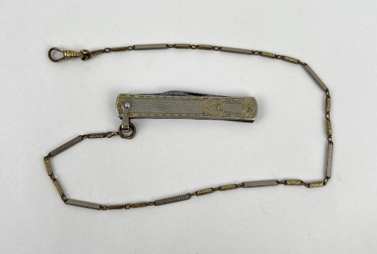 Art Deco Pocket Watch Fob Knife