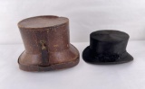 Antique Victorian Top Hat in Leather Case
