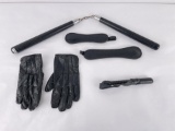 Collection of Police Saps Gloves and Nunchucks