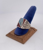 Zuni Turquoise Coral Inlaid Ring