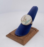 Antique Chinese Porcelain Shard Sterling Ring