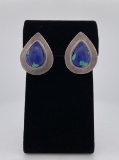 Sterling Silver Azurite Malachite Earrings