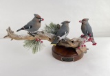 Connie Tveten Waxwings Montana Wood Carving