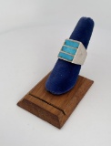 Zuni Inlaid Sterling Silver Turquoise Ring