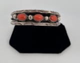 Navajo Sterling Silver Coral Bracelet
