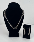 Navajo Liquid Sterling Silver Necklace Earrings